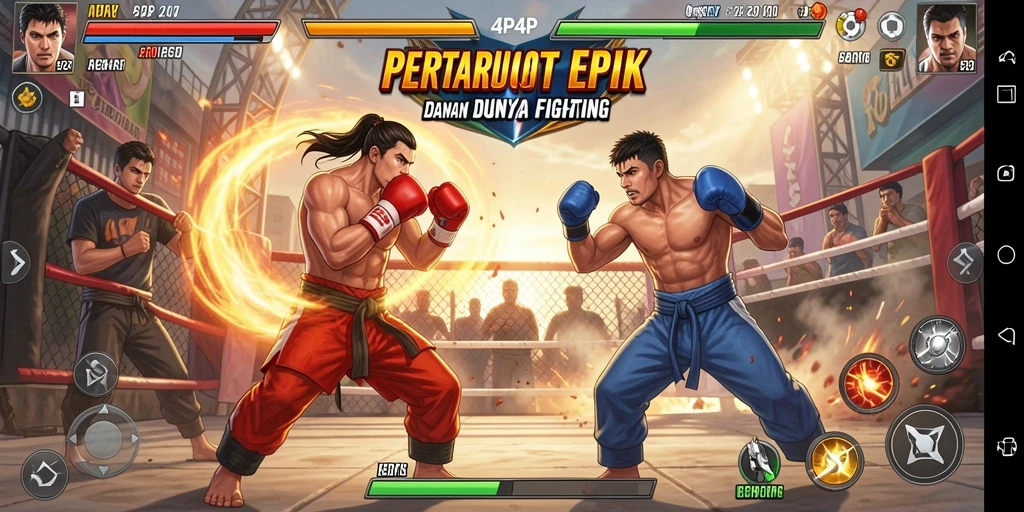 Gameplay seru dalam pertarungan 4P4P yang menegangkan.