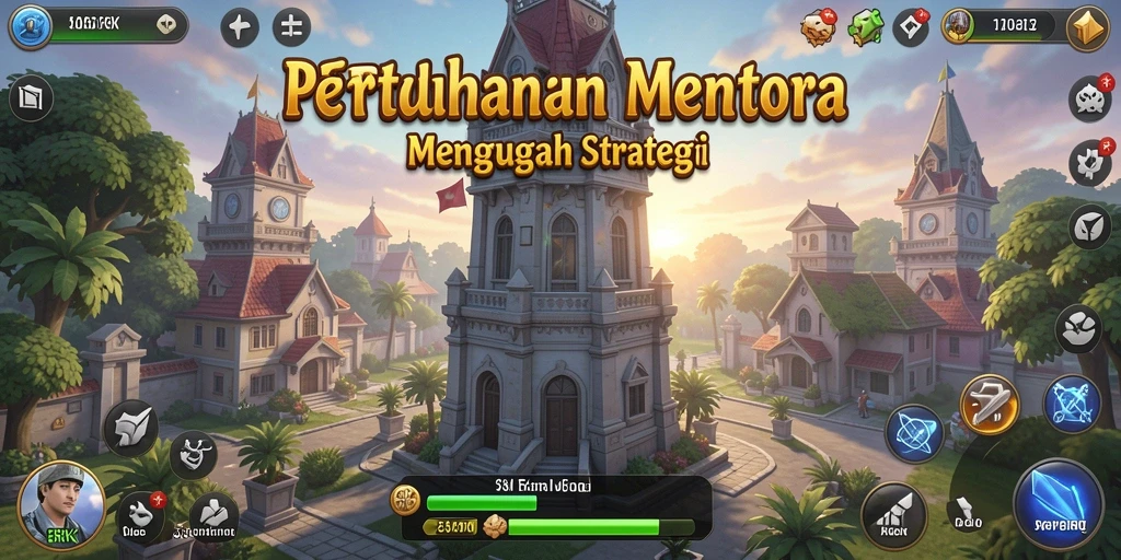 Tampilan gameplay seru di 55RK dengan menara yang siap bertahan dari serangan.
