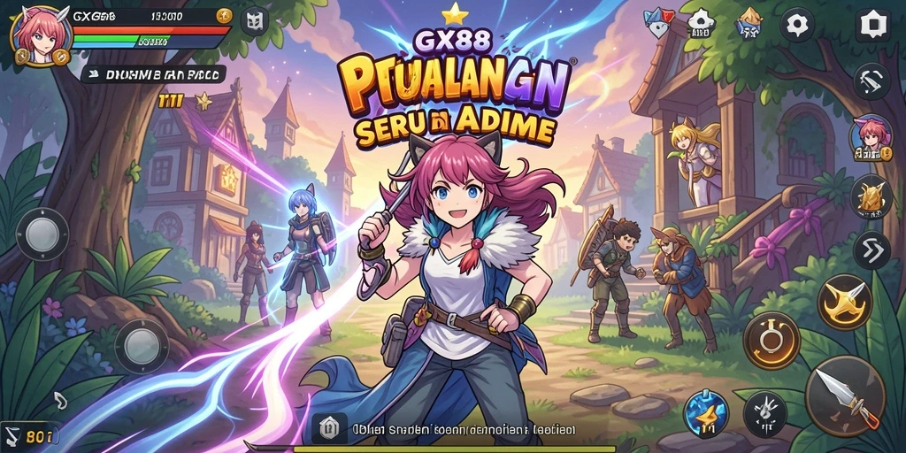 Screenshot utama GX88 menampilkan aksi seru di dunia Anime.