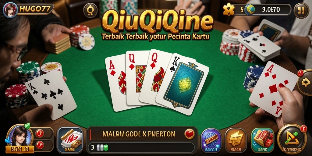 Tampilan gameplay HUGO77 yang menampilkan aksi seru permainan QiuQiu.