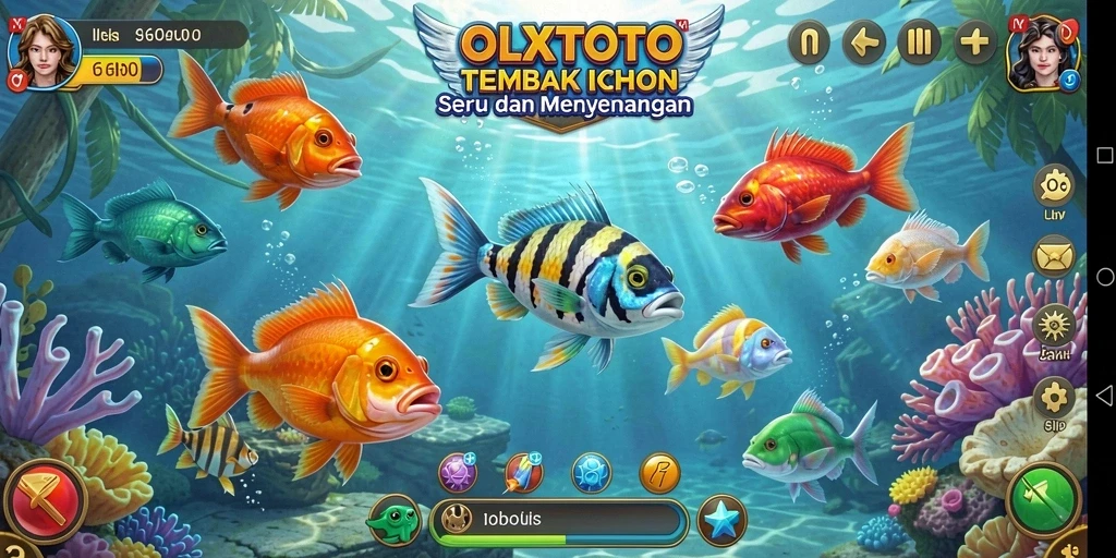 Screenshot gameplay OLXTOTO dengan aksi menembak ikan yang seru.
