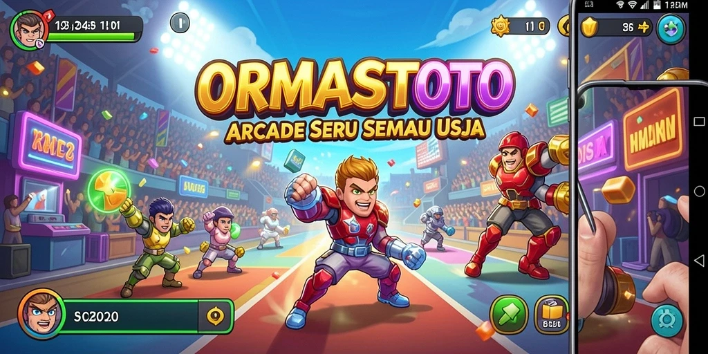 Screenshot gameplay ORMASSTOTO menunjukkan momen seru dalam permainan arcade.