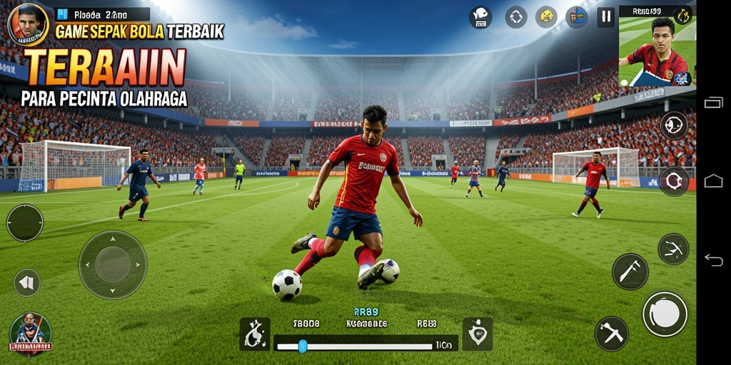 Tampilan screenshot utama RR89 menampilkan gameplay sepak bola seru.