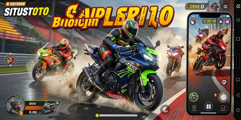 Screenshot dari gameplay balap motor yang mendebarkan di SITUSTOTO.