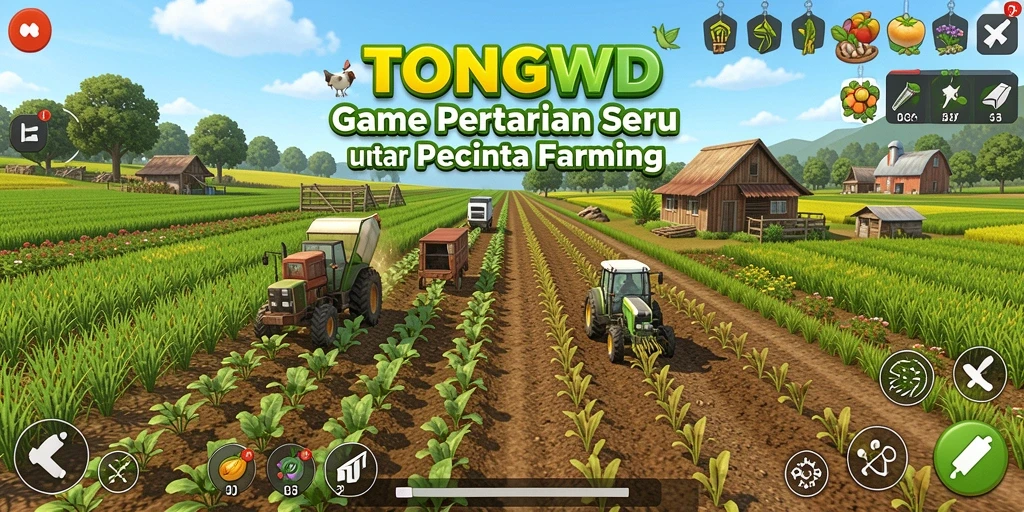 Tampilan gameplay TONGWD yang memukau dengan suasana pertanian yang hidup.