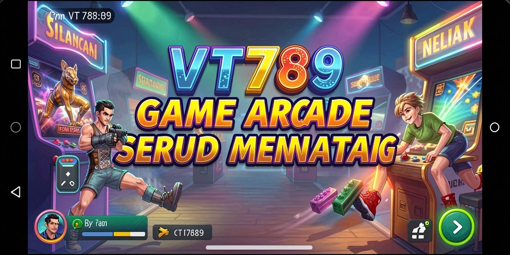 Screenshot VT789 memperlihatkan gameplay Arcade yang menegangkan dan penuh warna.